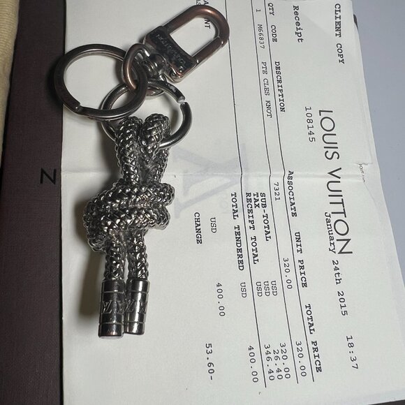 Authentic Louis Vuitton Vintage Silver Tone Knot Bag Charm Key Holder - Picture 3 of 16